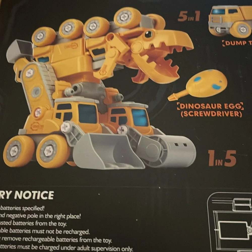 5 in 1 Tyrannosaurus Rex Construction Vehicles Set by Hahaland